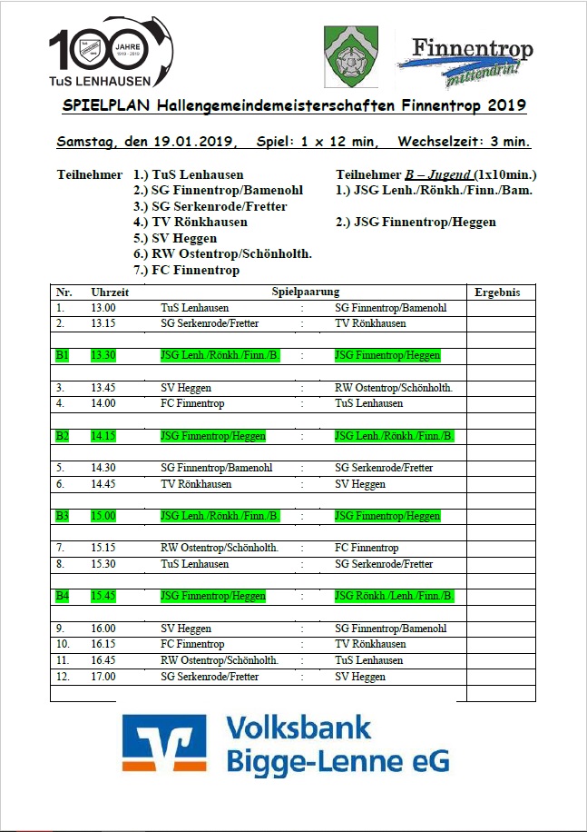 Spielplan Seniorenmannschaft Seite 1