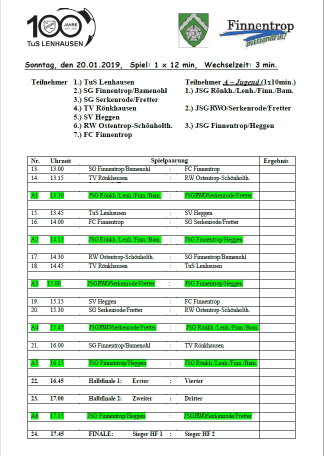 Spielplan Seniorenmannschaft Seite 2